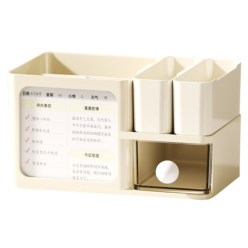 La Caja de almacenamiento de estilo cajón de viento crema ins, los suministros del dormitorio estudiantil de la Mesa se apilan en varias capas y la Caja de almacenamiento a prueba de polvo.