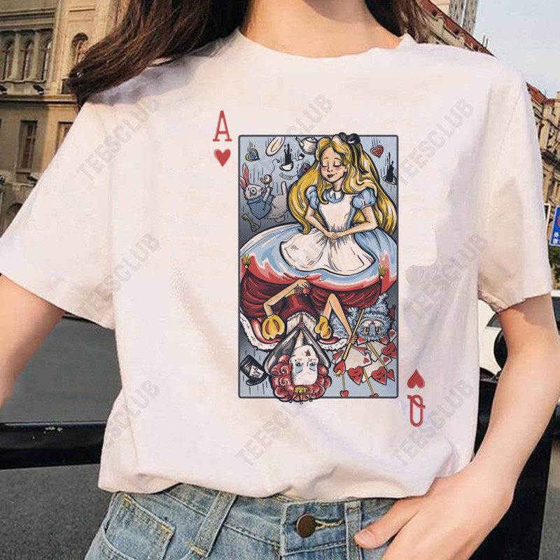 Alice Princess T shirt cartoon Princess Alice printed women's parent-child casual T-shirt Alice Princess T shirt cartoon Princess Alice printed women's parent-child casual T-shirt