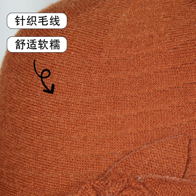 韩版秋冬季卷边针织礼帽中老年女士妈妈保暖盆帽户外旅游时尚帽子|undefined
