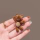 Cute Flocked Waving Bear Side Clip for Women, Exquisite and Compact Side Bangs Clip, Duckbill Clip, Hairpin Hair Accessory