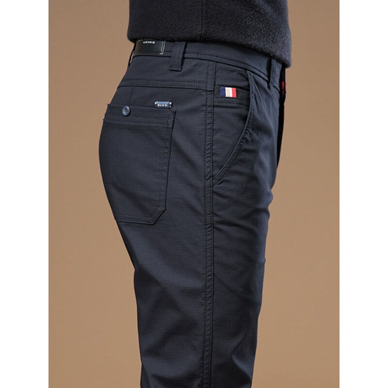 2025新款黑色棉休闲男裤修身直筒微弹百搭中青年商务休闲西裤男