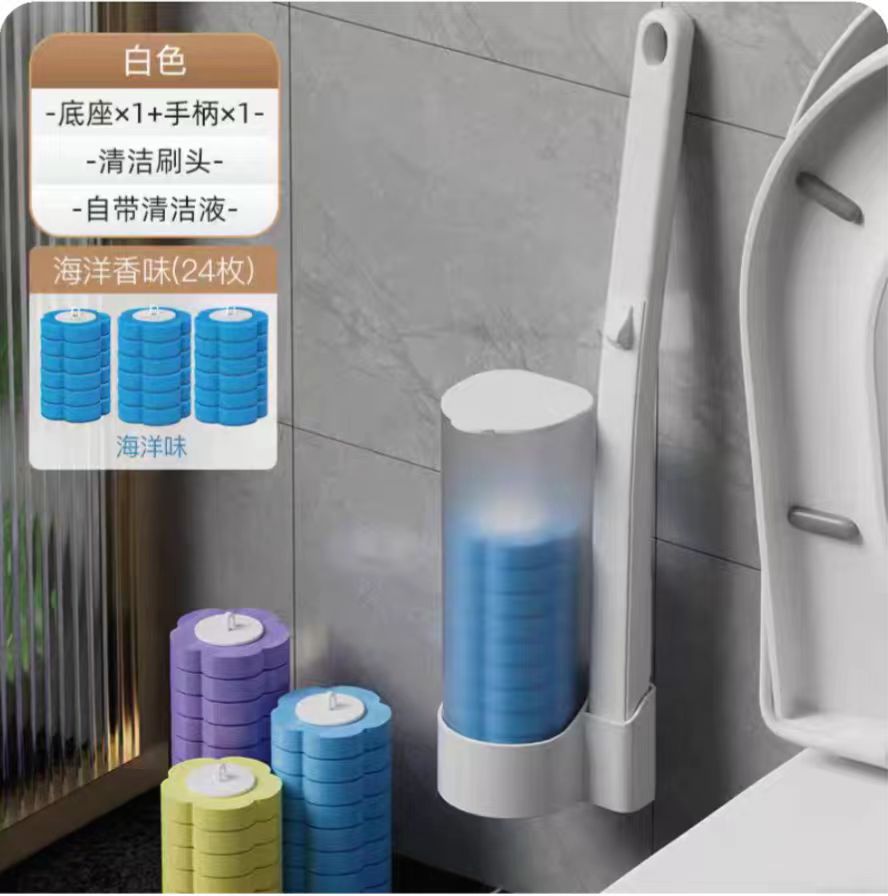Cepillo de inodoro desechable para uso doméstico, cepillo de inodoro de mango largo sin perforaciones, sin rincones muertos, cepillo de limpieza estéril, cepillo de inodoro.