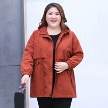 中年妈妈装大码风衣女中长款2022春秋季新款胖mm宽松遮肚外套女潮