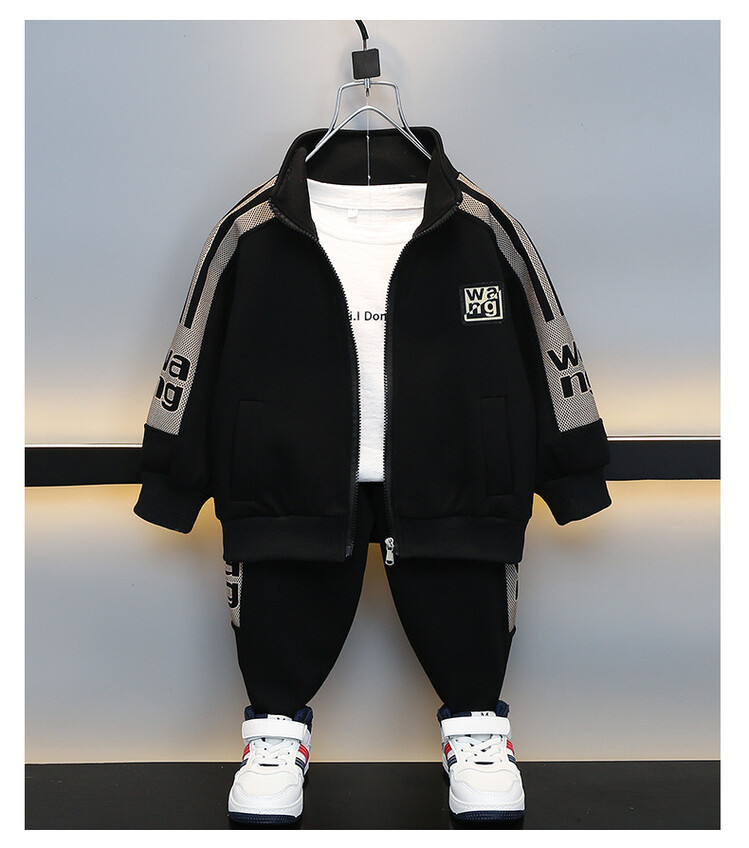 Jungen-Cardigan-Band 2024 Frühling und Herbst Neues cooles modisches Zweiteiler-Set für Kinder für den Kindersport_voghion.com