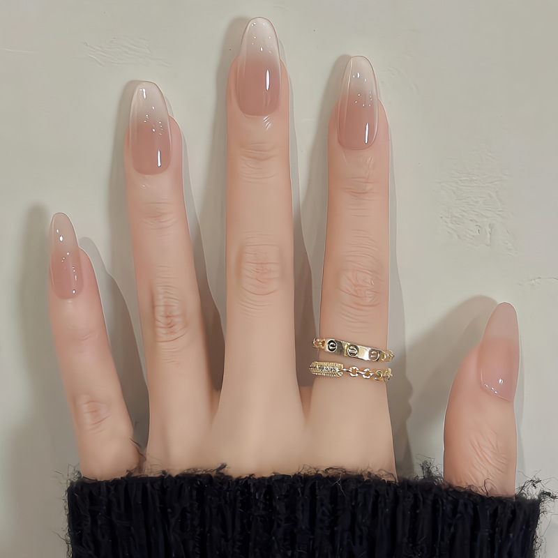 Solid Color Ice-Transparent Light-Catching Cat Eye Glass Beads Wearable Nails, Handmade Nail Art with a High-End Feel, Nude Color That Enhances Complexion, Nail Stickers Solid Color Ice-Transparent Light-Catching Cat Eye Glass Beads Wearable Nails, Handmade Nail Art with a High-End Feel, Nude Color That Enhances Complexion, Nail Stickers