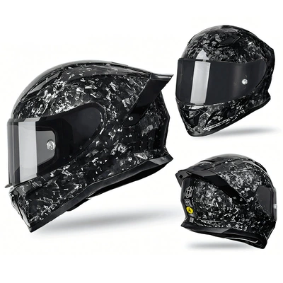 Carbon Fiber Motorcycle Helmet for Men, Motorcycle Safety Supplies - carbon-fiber-forging-shining-stone-black-m-head-circumference-55-56cm