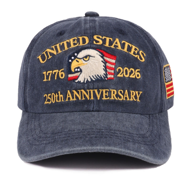 Cross-Border New Embroidered 250Th Anniversary Baseball Cap American Flag Peaked Cap Fan Team Hat