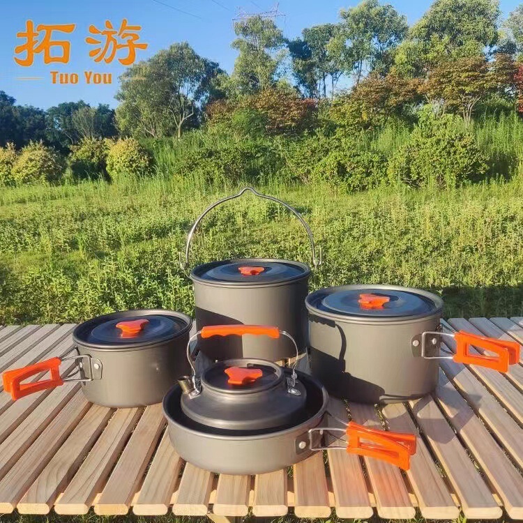 Outdoor Cookware Kettle Frying Pan Cooking Pan Camping Equipment Camping Cookware Card Stove Foldable Portable Kitchenware