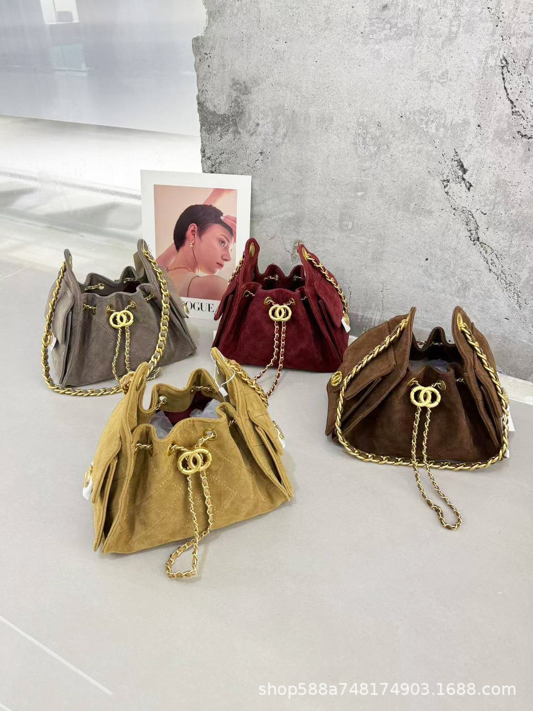 Cuero genuino esmerilado cadena de diamond bolso para mujeres pequeñas bolsas de balde de estilo medieval bolsas de hombro de seda bolsas de brazo