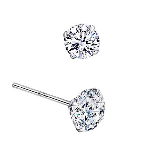 Cherry Red Sparkling Zircon Earrings for Women - Unique Design, 925 Silver, Everyday Wearable, Healing Ear Loops, Fashionable Bone Studs - Wholesale