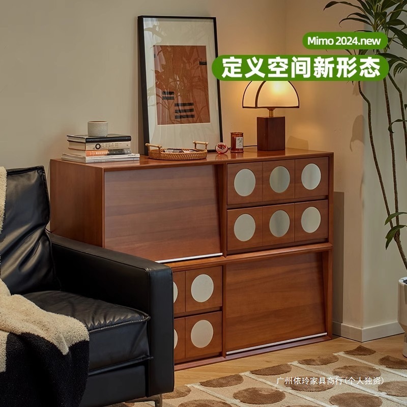 Medieval Style Retro Solid Wood Combination Medieval Style Tv Cabinet Storage Storage Cabinet Integrated French Medieval Floor-Standing Living Room