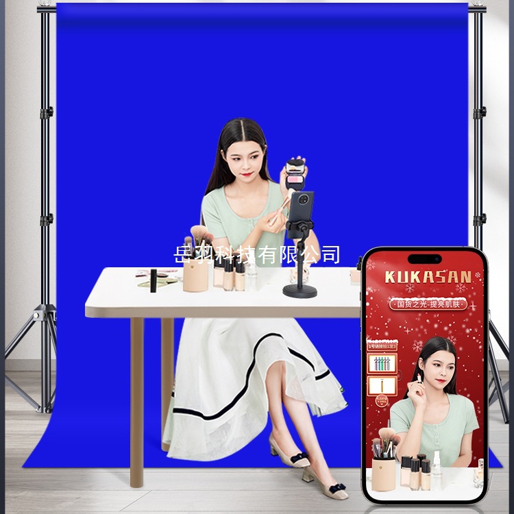 摄影蓝色背景布网红拍摄人像吸光布纯色抠像布照相证件布直播蓝布