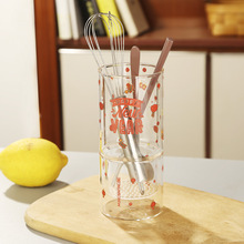 明尚德高硼硅沥水筷子桶厨房透明玻璃杯子带沥水筷子勺子批发杯子