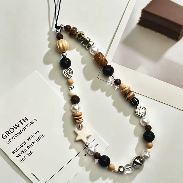 Vintage Maillard Star Phone Chain, Autumn/Winter Ins-style Beaded Phone Strap, Popular Versatile ccd Pendant