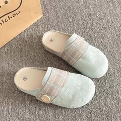 夏季勃肯鞋女2025新款懒人鞋一脚蹬包头半拖鞋女外穿凉拖
