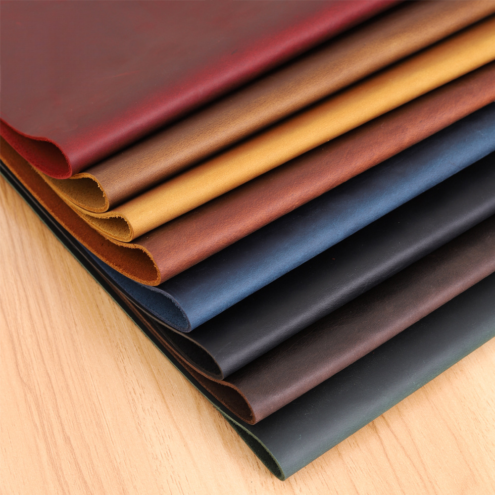 头层疯马皮 油性复古皮料 手工DIY皮革皮片 整张黄牛皮 多色厚度