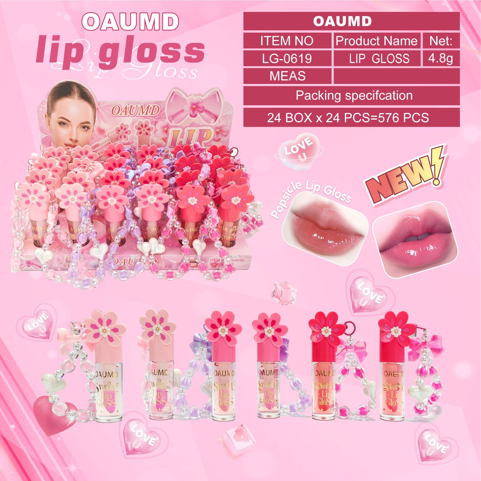 OAUMD comercio exterior transfronterizo nuevo esmalte labial hidratante perdurable colgante de dibujos animados manzana frutas lipstick