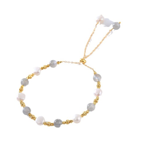 Summer New Baroque Pearl Bracelet for Women, Ins Korean Style Fashion, Unique Design, Pull-out Moonstone Bead String