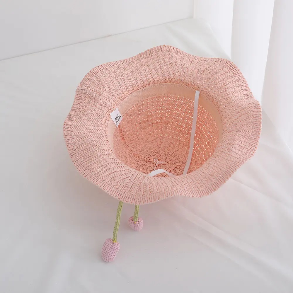 Sombrero de paja para niños, niños y niñas, sombrilla, sombrero de pescador, viento de princesa de verano, sombrero de sol, sombrero de paja de playa con lazo de flores