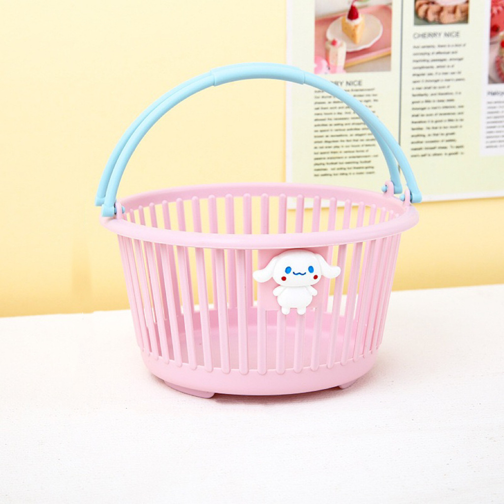 Cesta de almacenamiento portátil macarón encantadora rosa de corazón de niña pegatinas de papelería accesorios de escritorio cesta de almacenamiento