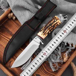 High Hardness Hand-Grip Meat Small Straight Knife Outdoor Camping Style Portable Sharp Knife Multi-Functional Fruit Knife Outdoor Knife