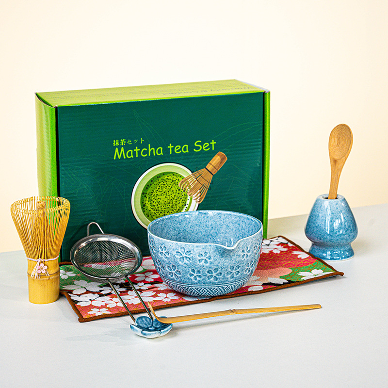 FJT 사쿠라 광구그릇 블루 8종세트(짙은 녹색 컬러박스)