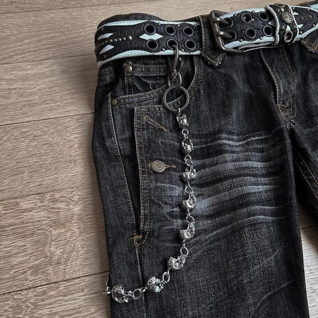Y2K Washed Embroidered Flare Jeans for Women, High-Waisted Punk Style