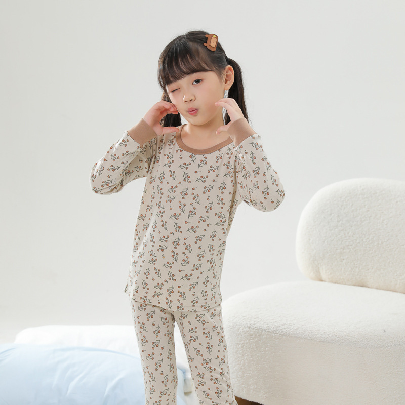 儿童保暖内衣天丝棉男童秋衣秋裤套装小女孩打底睡衣宝宝家居服冬|undefined