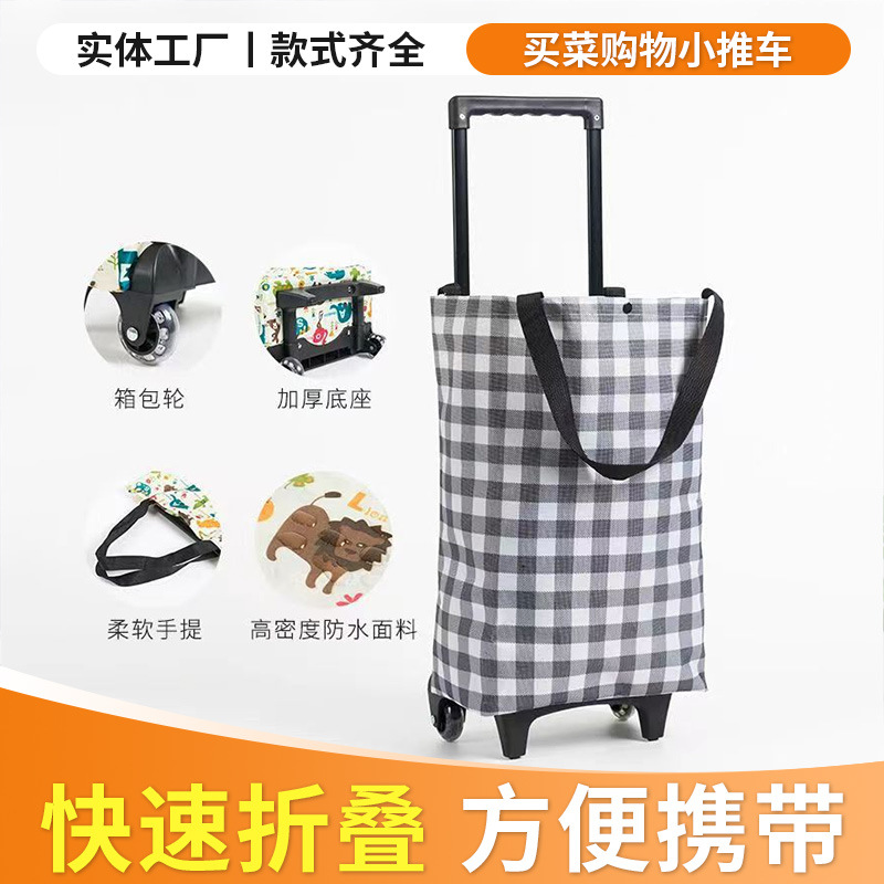 Bolso de Compras con Carrito Telescópico de Tela Oxford Plegable para Supermercado