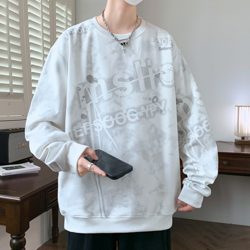 美式休闲基础款纯色圆领卫衣男秋冬ins潮牌大码宽松简约情侣上衣|undefined