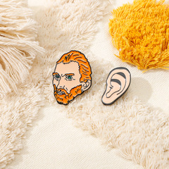 Alibaba.com European and American badge oil alloy Van Gogh head ear oil brooch Clothing accessories