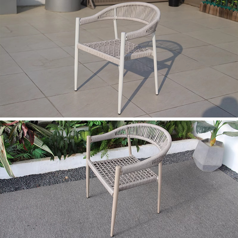 Sillas al aire libre nórdicas patio al aire libre villa silla de jardín silla de relajación silla de comedor de aluminio de caña