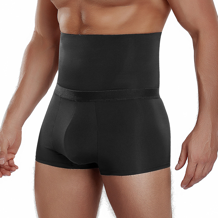 New cross-border men's high-waisted double-waistband strong tummy control pants, breathable waist-shaping slimming pants A519