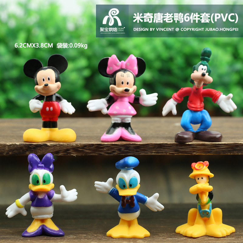 Mickey Donald Duck Goofy Brucchi Minnie 6-Piece Set of Dolls, Hand-Made Ornaments, Children's Toys, Cake Accessories