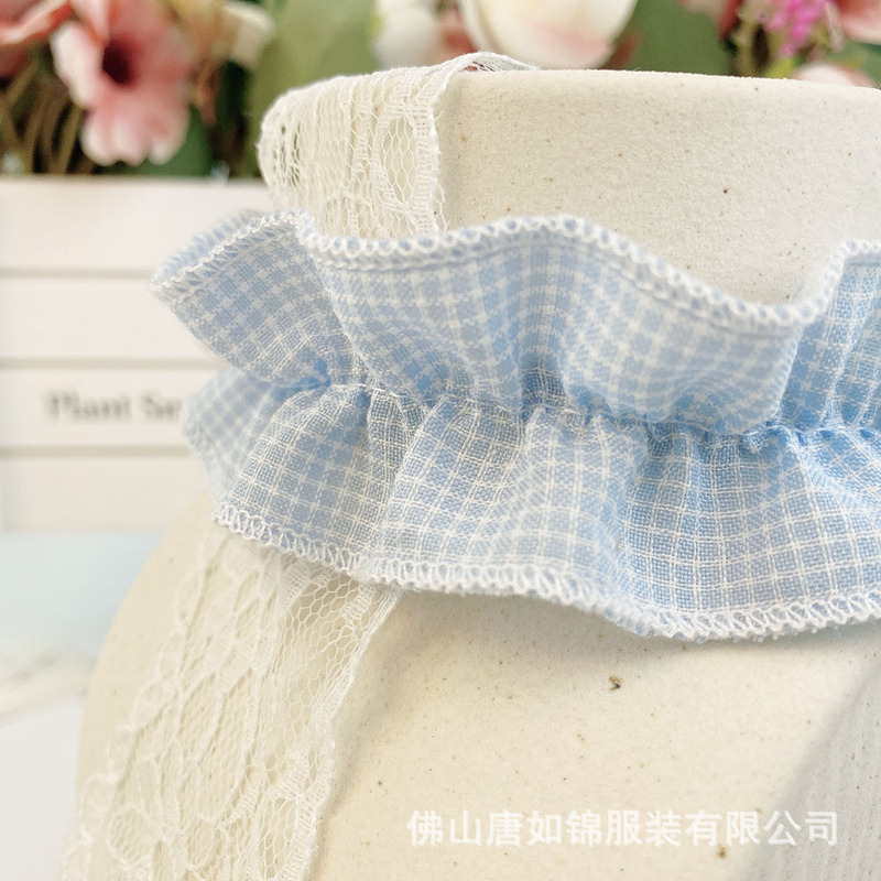 唐如锦花边 格子diy辅料抽褶花边衣服装饰荷叶边|undefined
