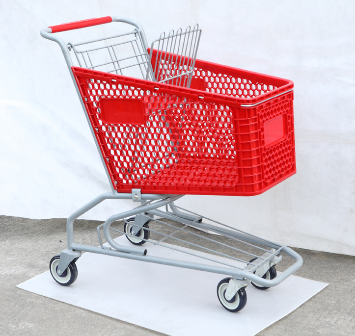 Carrito de compras de supermercado tienda de conveniencia colorido carrito de plástico medio centro comercial gran capacidad multifuncional ultra ligero