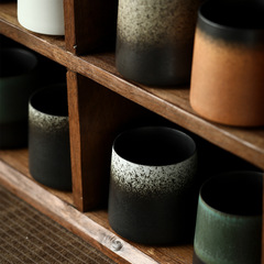 景德鎮晴天手工陶瓷杯 磨砂漸變手握杯 日式復古文藝直筒馬克杯