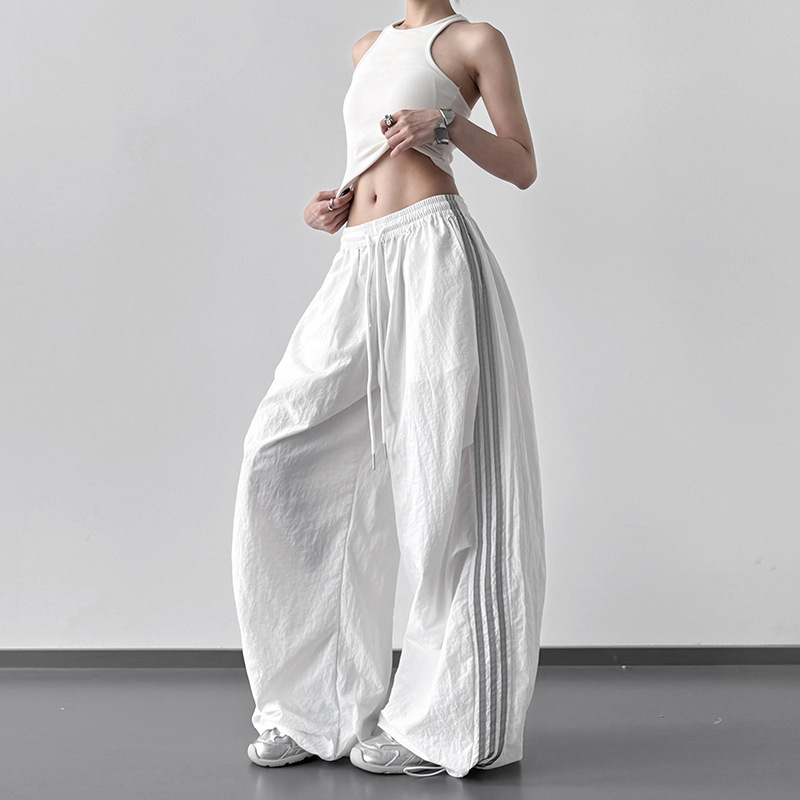 2025 Summer New American Overalls Women's Retro Three Stripes Sports Straight-Leg Summer Casual Jazz Dance Pants