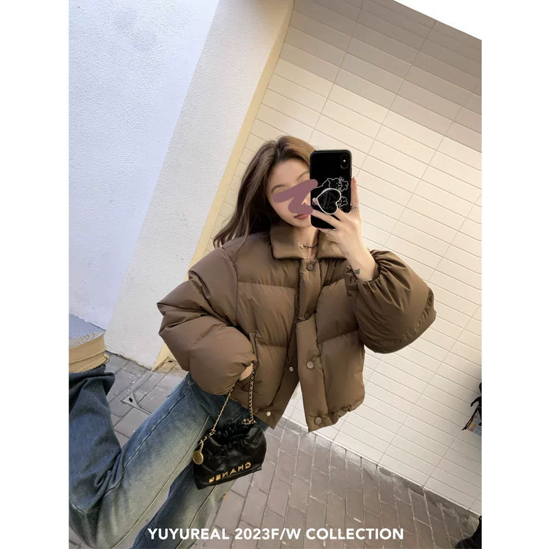 Velvet down jacket with hood, duck down