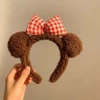 Brown headband with bow, with little bears