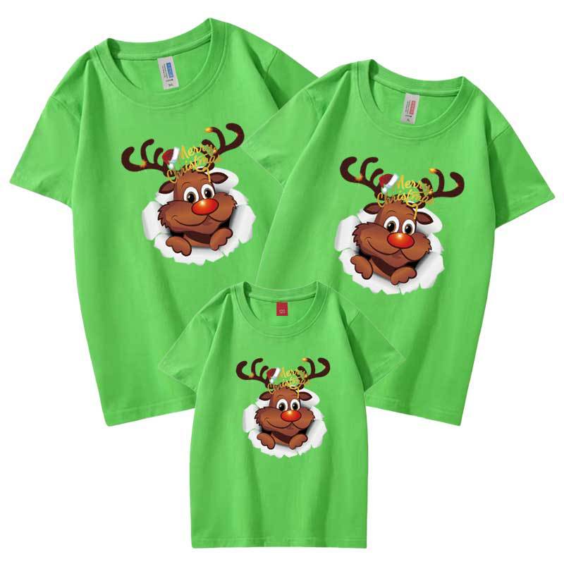 Navidad padre-hijo desgaste verano manga corta 2022 nueva familia transfronteriza tres o cuatro camiseta ropa de actividad del día de año nuevo de los niños