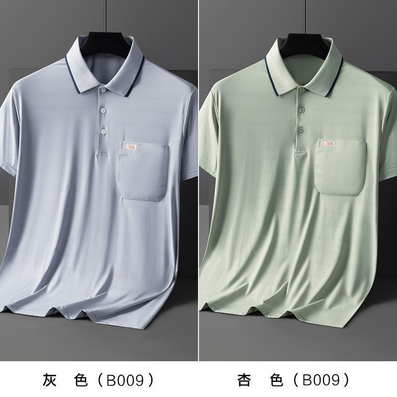 卸売りの新品の男性は半袖のtシャツのポケットのpoloシャツの速乾の氷の糸のお父さんをめくって高級な思いやりの夏を詰めます。|undefined