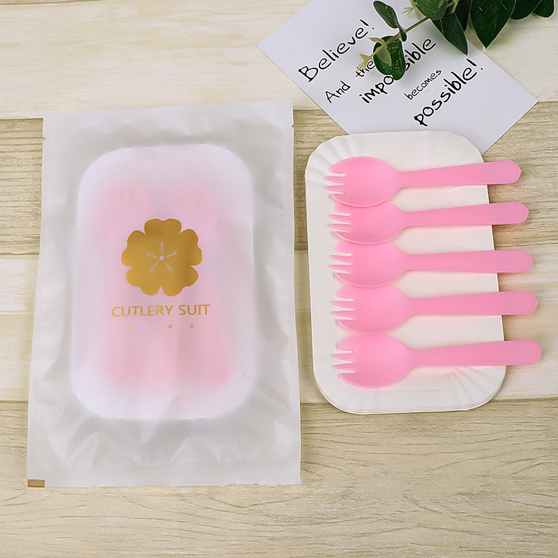 연꽃 핑크색 가방, 트레이 5개, 포크 75세트