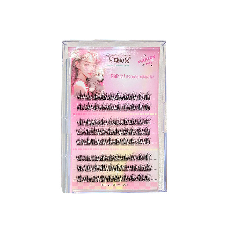 Cute eyelash Shangpin large capacity 5D mink velvet baby curved lazy trilogy false eyelashes natural cartoon single cluster eyelashes