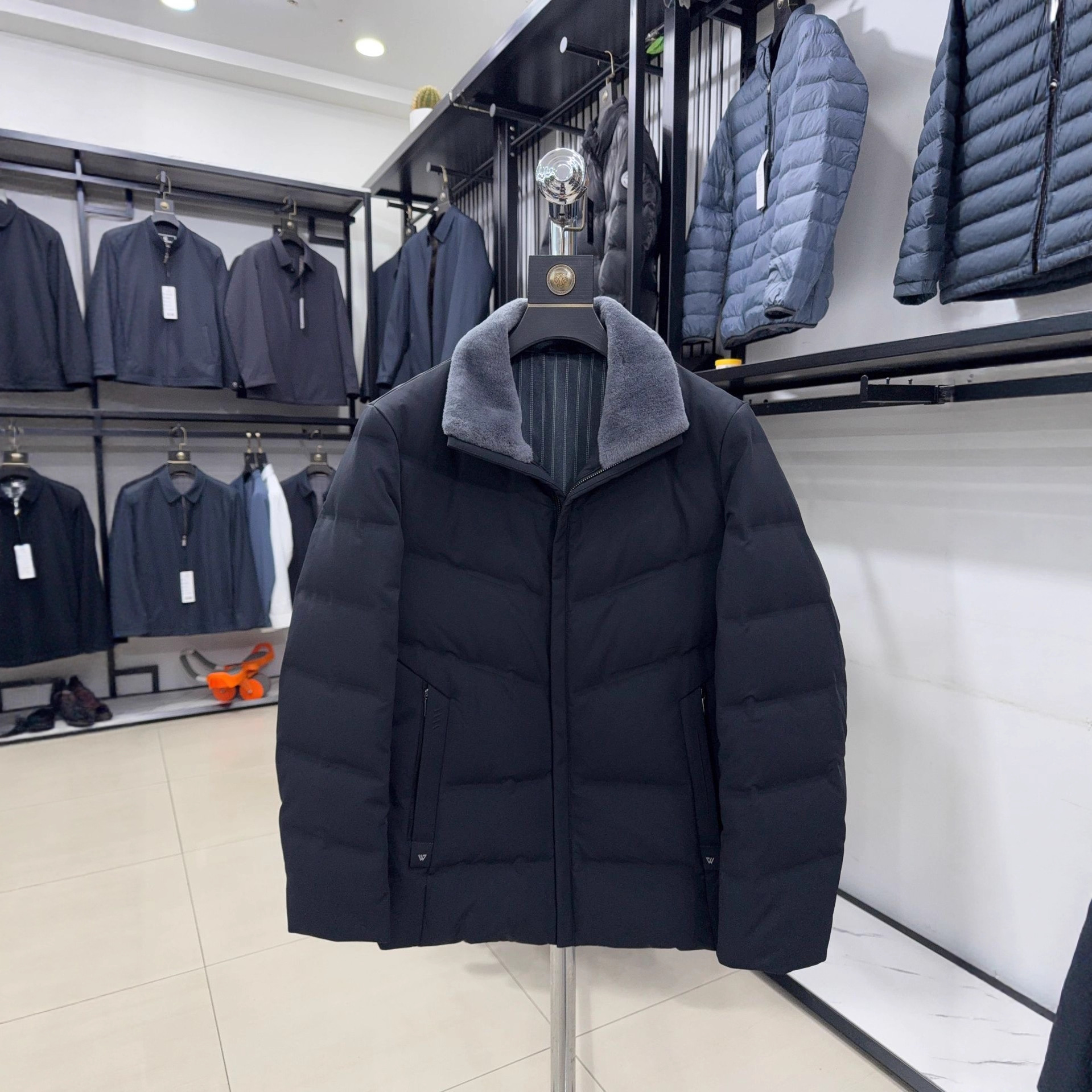 [H Home] Wool Collar! Casual Style Lapel Men's down Jacket Warm Duck down Zipper Business Warm 4Y070