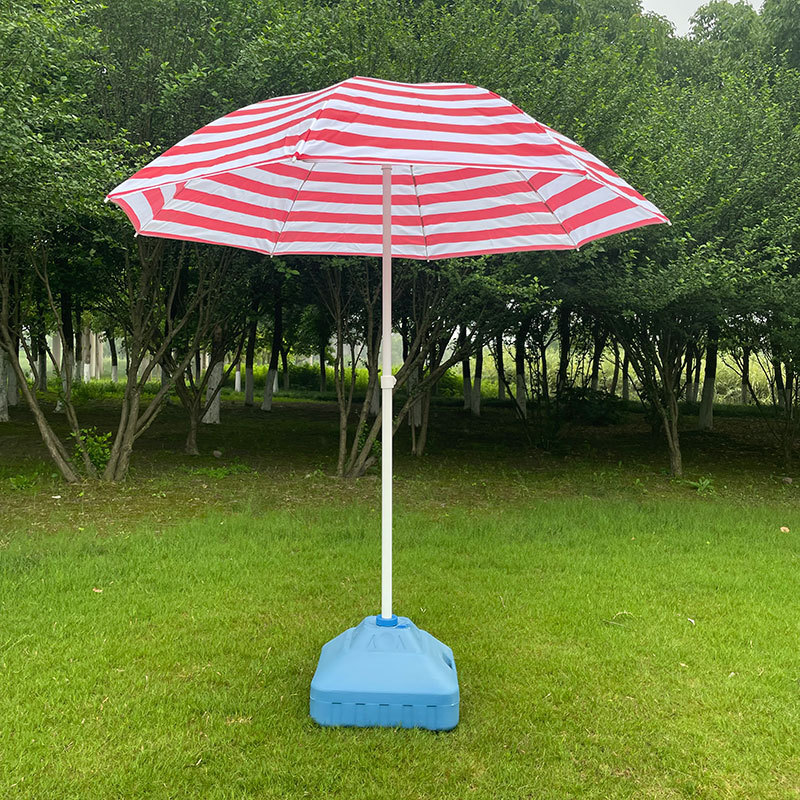 40寸蓝白条纹沙滩伞双层8骨户外伞2米红白遮阳伞海滩防晒伞