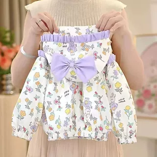 春秋新款女童韩版时尚2026碎花蝴蝶结风衣甜美可爱女童春秋款外套