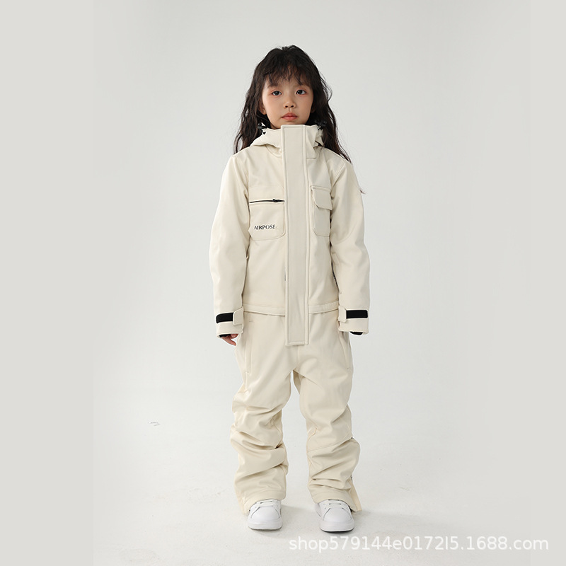 Airpose niños de una sola pieza traje de esquí niños y niñas tablero doble tablero impermeable cálido engrosado bebé traje de esquí