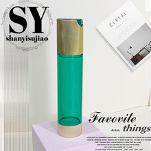 汕亿新款绿色透明圆形金色u口按压乳液喷雾瓶子水乳高端化妆品