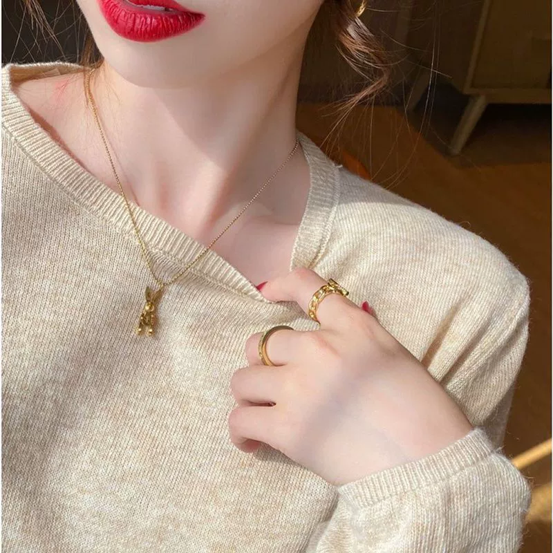 Японский и корейский экспортный трикотаж с круглым вырезом для женщин, осень и зима 2025, новый свободный трикотаж с длинными рукавами, тонкий топ-рубашка